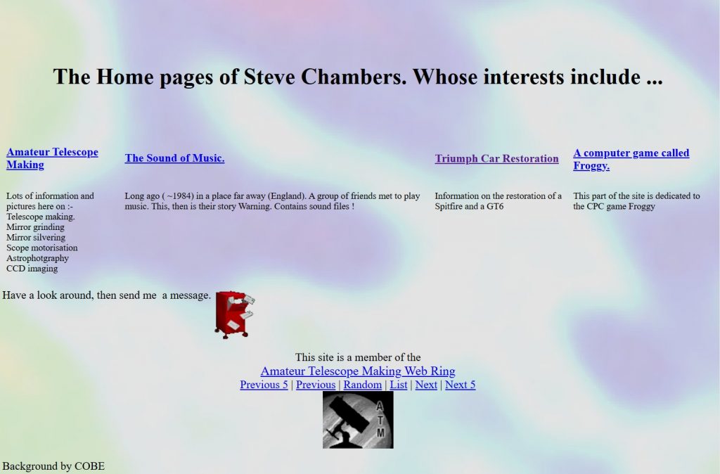 Screenshot of the first PMDO site from 2000